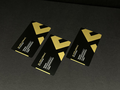 Black Matte Metal card | Etched Print Gold